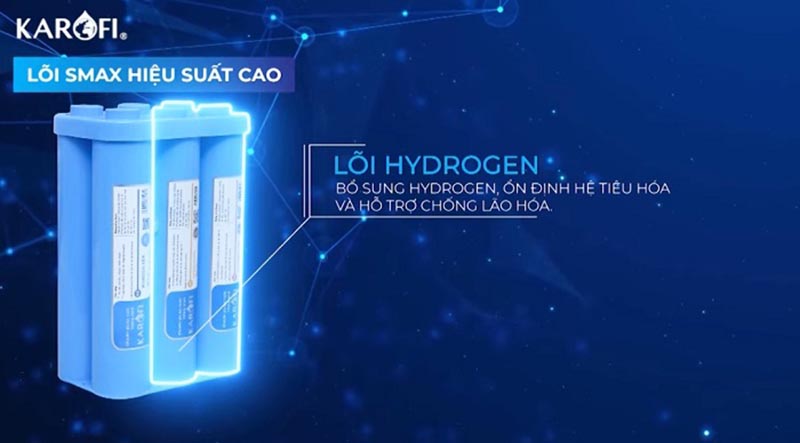 Karofi KAD-D66 có lõi Lõi Hydrogen giúp tăng cường ion âm, magie, hydro, cân bằng PH