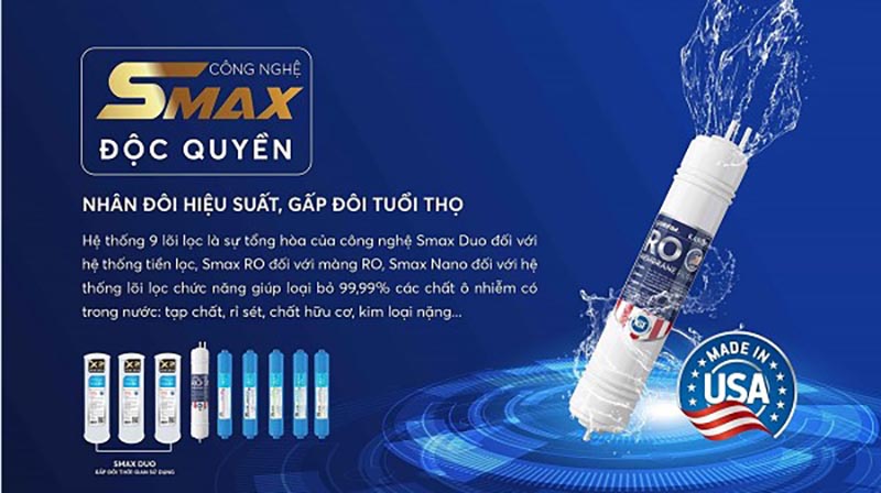 Máy lọc nước Karofi KAD-D66 sử dụng 11 lõi